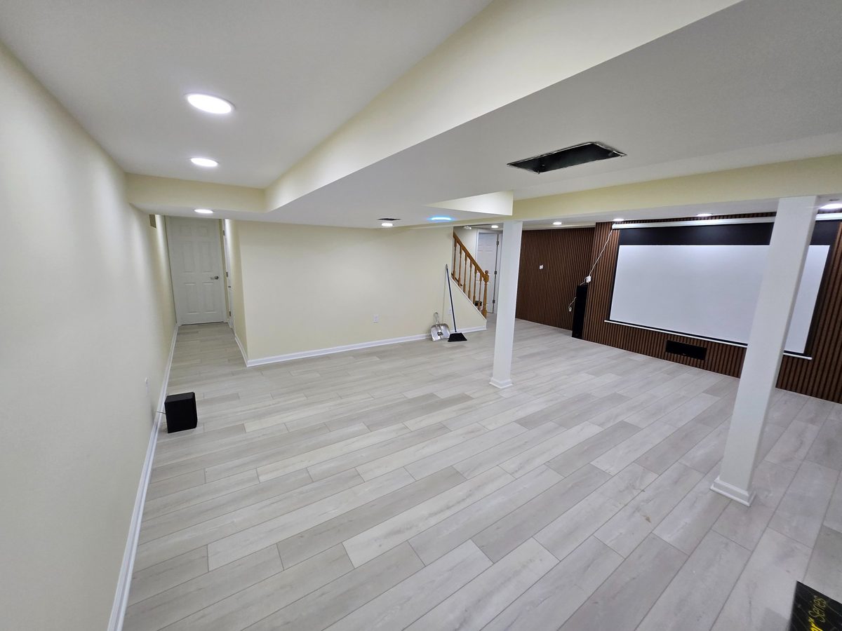 Finished basement renovation light flooring New Jersey CPR Home Improvements